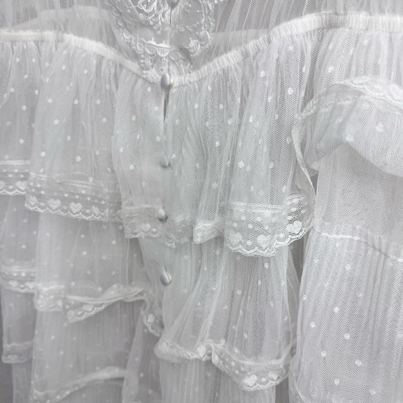 For Love & Lemons Forever Bridal Robe White Lace Sheer Wedding Feminine XL - Picture 7 of 10